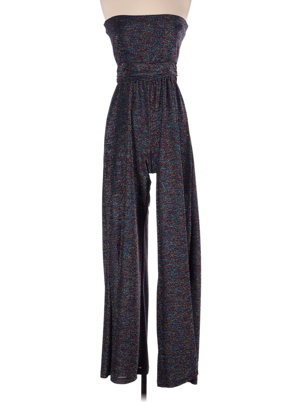 NWOT Peach Love California Black rainbow shimmer Strapless Jumpsuit small